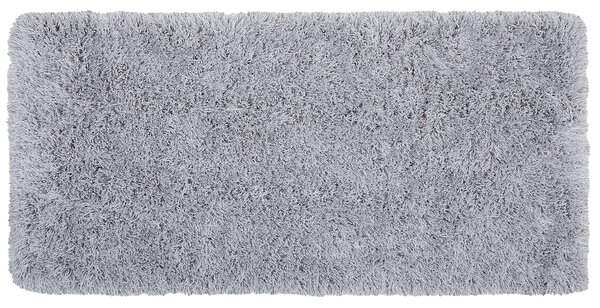 Shaggy koberec s vysokým vlasom sivý polyesterový 80 x 150 cm obdĺžnikový jednofarebný