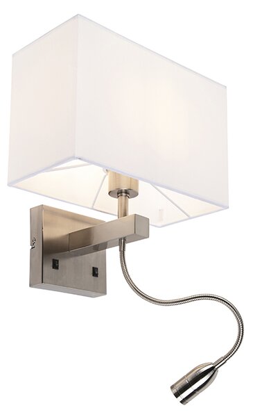 Inteligentná nástenná lampa oceľ s tienidlom krémovo bielej farby vrátane Wifi P45 - Bergamo