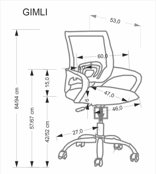 Halmar Detská otočná stolička GIMLI čierna