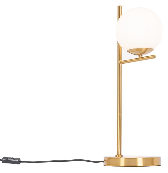 Art Deco stolná lampa zlatá a opálové sklo - Flore