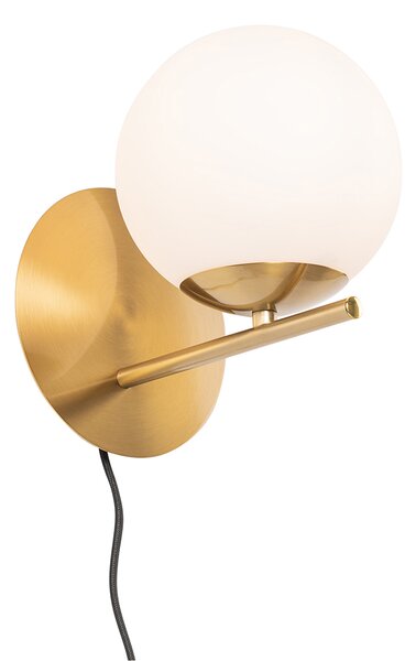 Art Deco nástenná lampa zlatá a opálové sklo - Flore