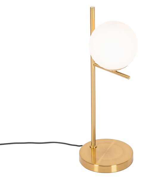Art Deco stolná lampa zlatá a opálové sklo - Flore