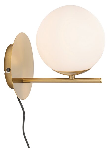 Art Deco nástenná lampa zlatá a opálové sklo - Flore