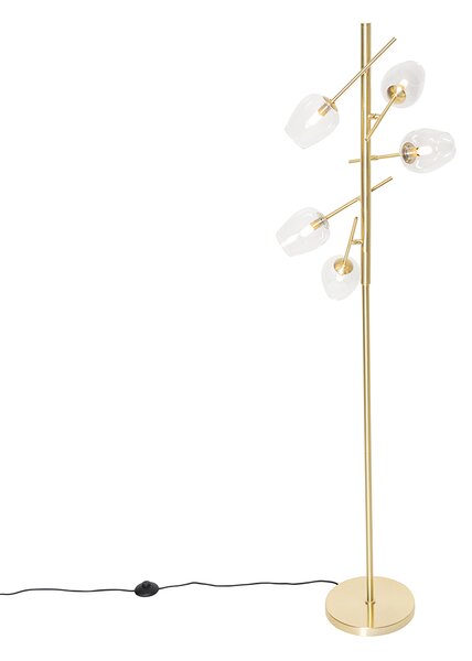 Klasická stojaca lampa zlatá so sklom 5-svetlo - Elien