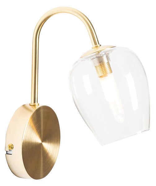 Klasická zlatá nástenná lampa so sklom - Elien