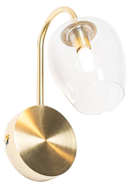 Klasická zlatá nástenná lampa so sklom - Elien