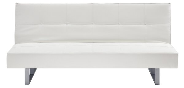 Rozkladacia pohovka z bielej umelej kože Moderná obývacia izba Konvertibilná 3 -miestna bez opierok minimalistický dizajn