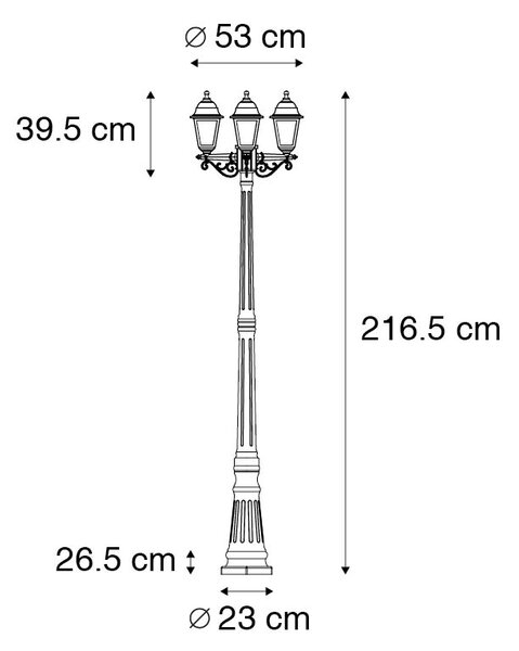 Inteligentný vonkajší lampáš zlatý s 3 svetlami vrátane WiFi ST64 - New Haven