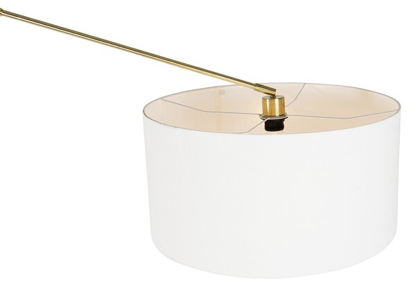 Moderná stojaca lampa zlatá s tienidlom bielym 50 cm nastaviteľná - Editor
