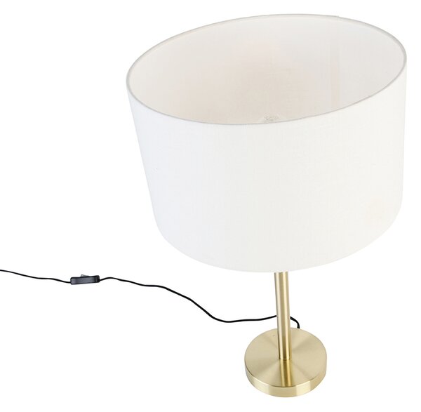 Klasická stolná lampa mosadz s bielym tienidlom 35 cm - Simplo