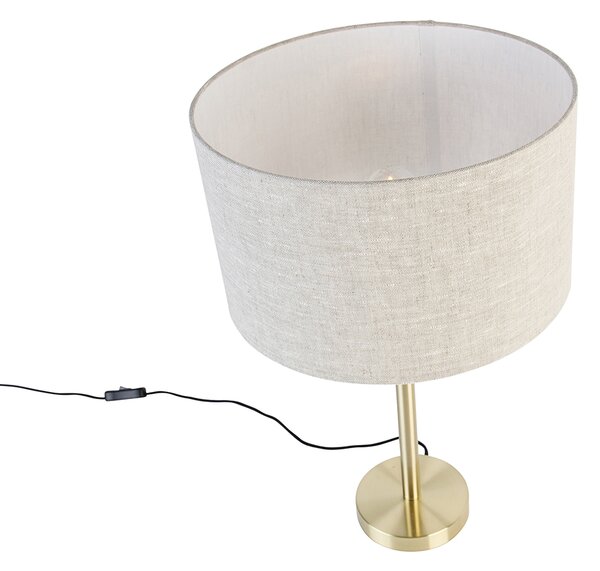 Klasická stolová lampa mosadzná so svetlosivým tienidlom 35 cm - Simplo