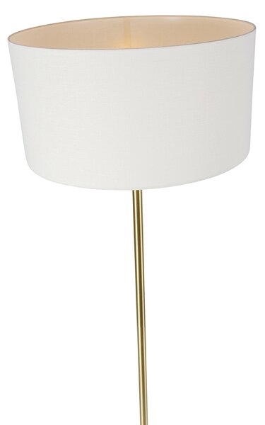 Stojaca lampa mosadz s bielym tienidlom 50 cm - Simplo