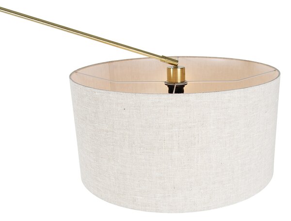 Stojaca lampa zlatá so svetlosivým tienidlom 50 cm nastaviteľná - Editor
