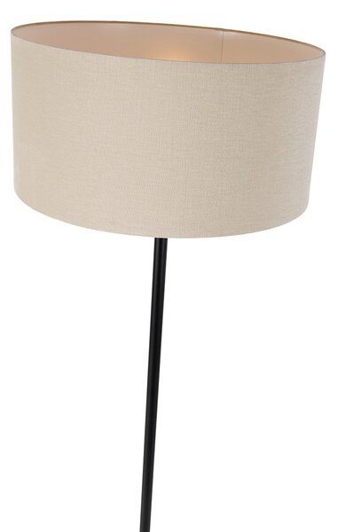 Stojaca lampa čierna s tienidlom svetlohnedá 50 cm - Simplo