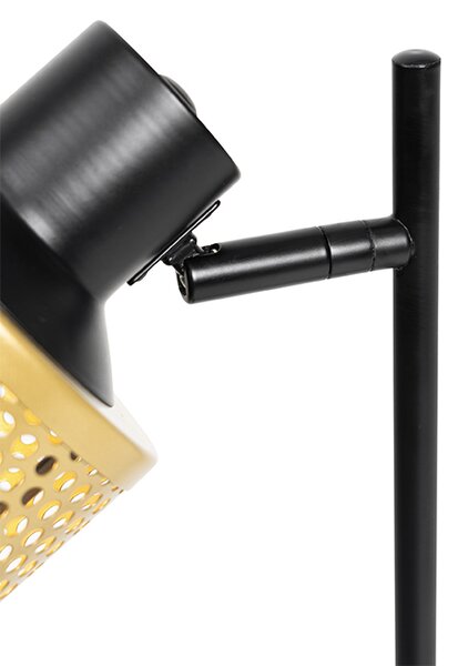 Priemyselná stolná lampa čierna so zlatom - Kayden