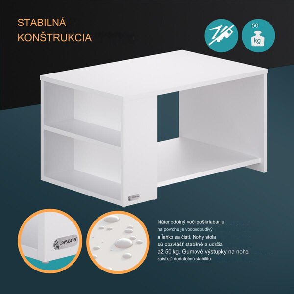 Konferenčný stolík Santa Cruz 90x59x47cm - biely