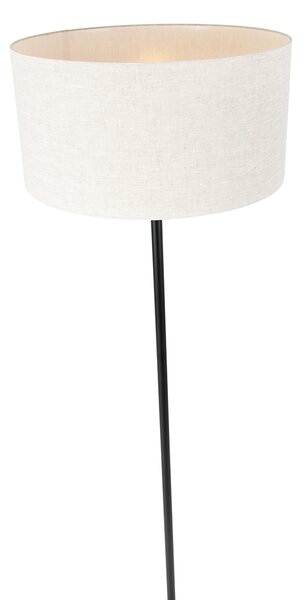 Stojaca lampa čierna so svetlosivým tienidlom 50 cm - Simplo