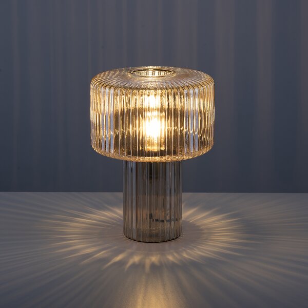 Dizajnová stolná lampa jantárové sklo - Andro