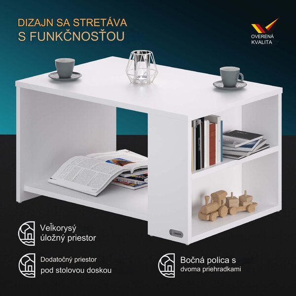 Konferenčný stolík Santa Cruz 90x59x47cm - biely