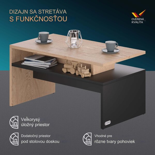 Konferenčný stolík Sacramento 92x50x47cm - prírodný/antracit