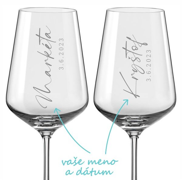 Svadobné poháre na víno Calligraphy style, 2 ks