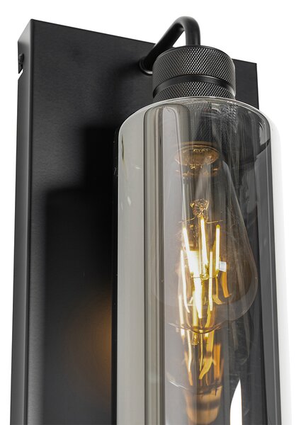 Moderná nástenná lampa čierna s dymovým sklom - Stavelot