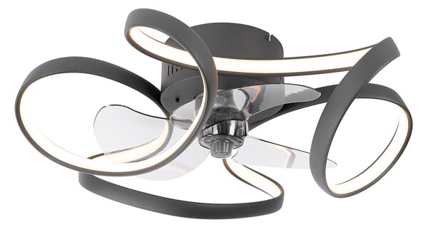 Stropný ventilátor čierny 55 cm vrátane LED stmievateľný s diaľkovým ovládaním - Mandy