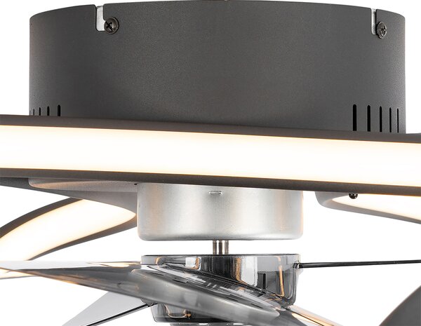 Stropný ventilátor čierny 55 cm vrátane LED stmievateľný s diaľkovým ovládaním - Mandy