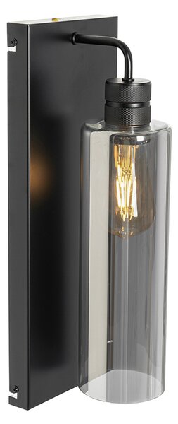 Moderná nástenná lampa čierna s dymovým sklom - Stavelot