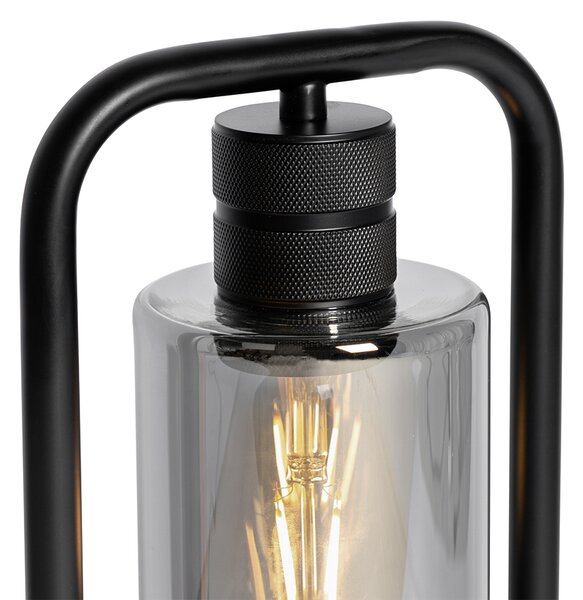 Moderná stolná lampa čierna s dymovým sklom - Stavelot