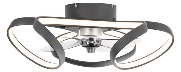 Stropný ventilátor čierny 55 cm vrátane LED stmievateľný s diaľkovým ovládaním - Mandy