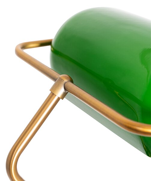 Klasická stojaca lampa na notára bronzová so zeleným sklom - Banker