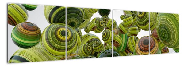 Abstraktný obraz - zelené gule (Obraz 160x40cm)