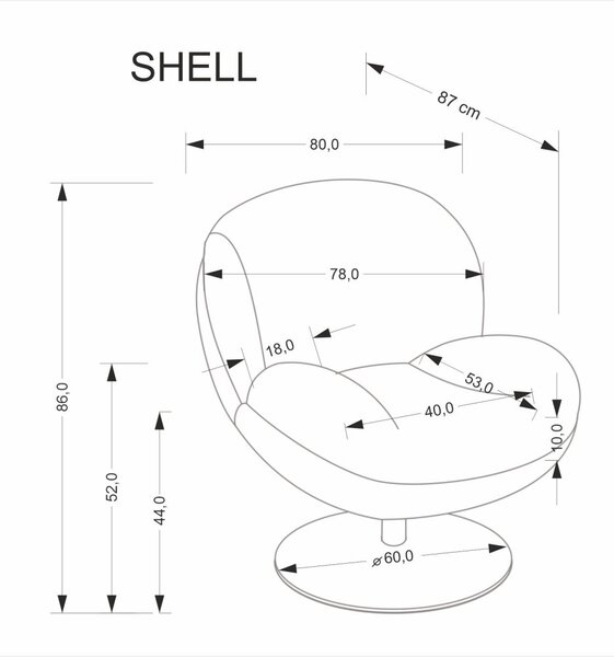Halmar Otočné kreslo SHELL sivé