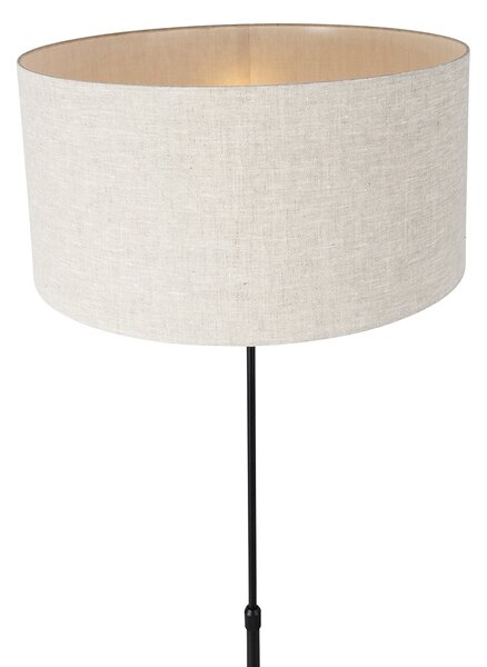 Stojaca lampa čierna nastaviteľná so svetlosivým tienidlom 50 cm - Parte