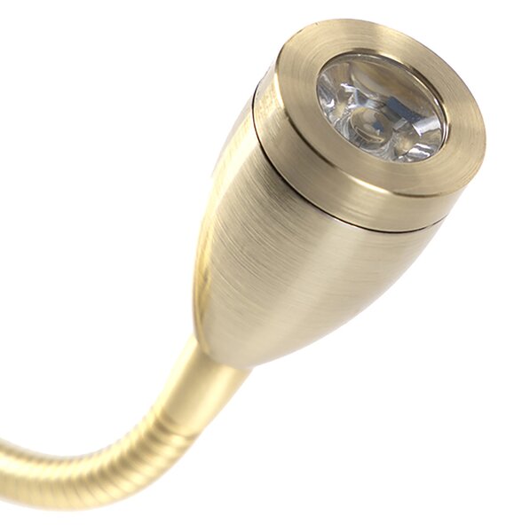 Zlatá nástenná lampa s USB a bielym tienidlom 18 cm - Brescia Combi