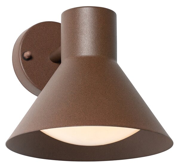 Priemyselná vonkajšia nástenná lampa hrdzavohnedá kužeľová IP44 - Natas