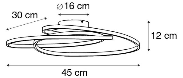 Stropné svietidlo zlaté 45 cm vrátane LED 3-stupňové stmievateľné - Rowin