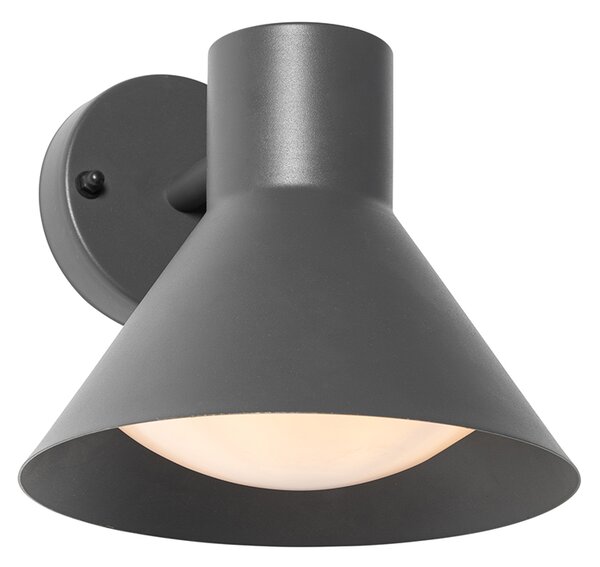 Priemyselná vonkajšia nástenná lampa tmavosivá kužeľ IP44 - Natas