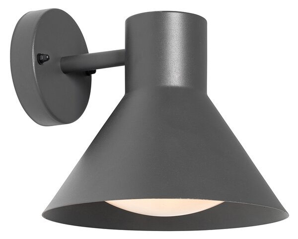 Priemyselná vonkajšia nástenná lampa tmavosivá kužeľ IP44 - Natas