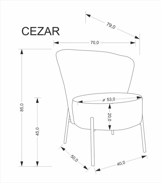 Halmar Čalúnené kreslo CEZAR sivé