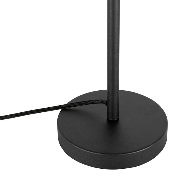 Art Deco stolná lampa čierna s dymovým sklom - Bizle