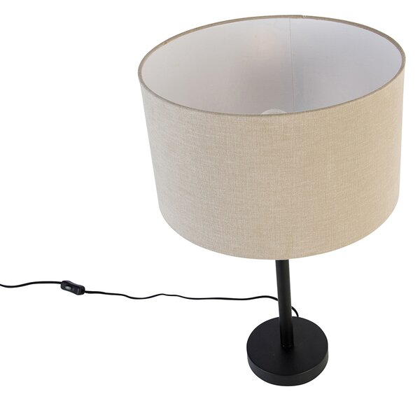 Moderná stolná lampa čierna s tienidlom z boucle svetlohnedej 35 cm - Simplo