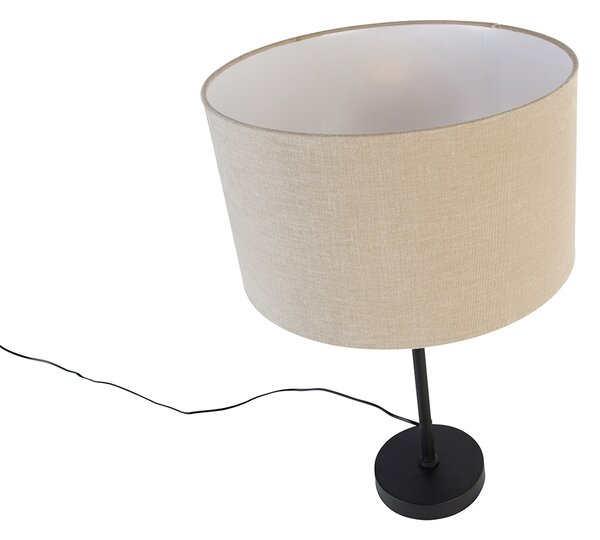 Stolná lampa čierna nastaviteľná s tienidlom svetlohnedá 35 cm - Parte