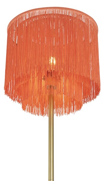 Orientálna stojaca lampa zlatá ružová tienidlo s strapcami - Franxa
