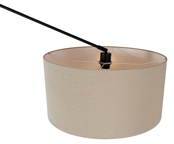 Stojaca lampa čierna so svetlohnedým tienidlom 50 cm nastaviteľná - Editor