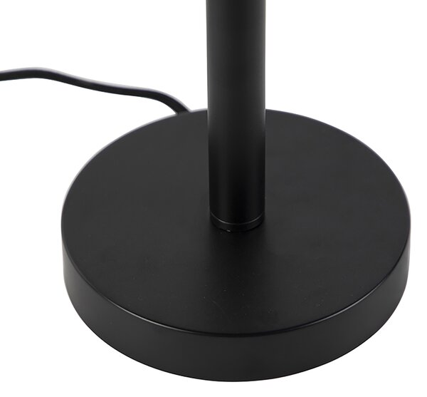 Moderná stolná lampa čierna s ľanovým tienidlom svetlosivá 35 cm - Simplo