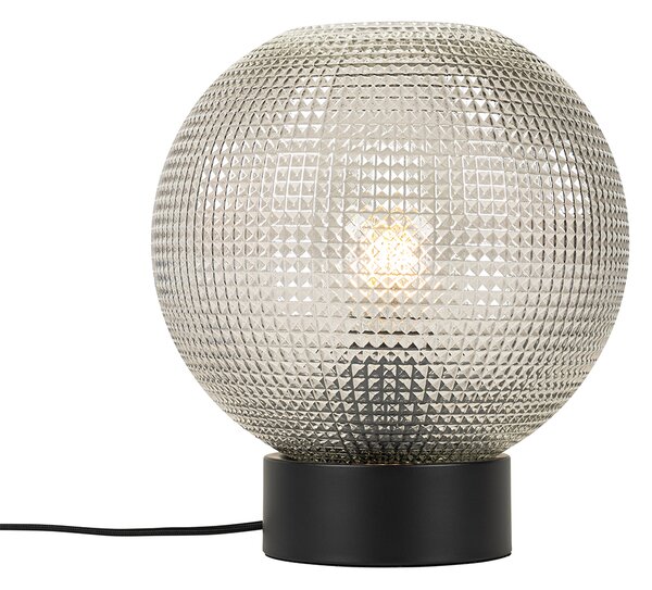 Dizajnová stolná lampa čierna s dymovým sklom - Chico