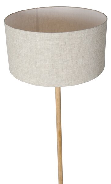 Rustikálna stojaca lampa drevená s hnedým tienidlom - Mels