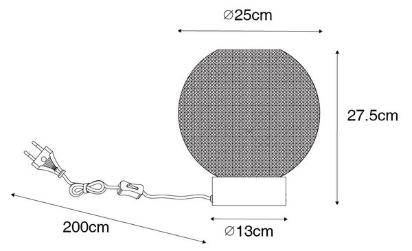 Dizajnová stolná lampa čierna s dymovým sklom - Chico